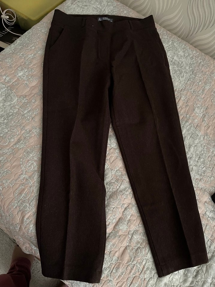 Kahverengi Kadın Kumaş Pantolon Midi Boy - Görsel 3