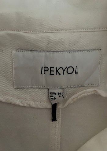 Nakışlı Beyaz Pamuklu Kadın Ceket - Görsel 4