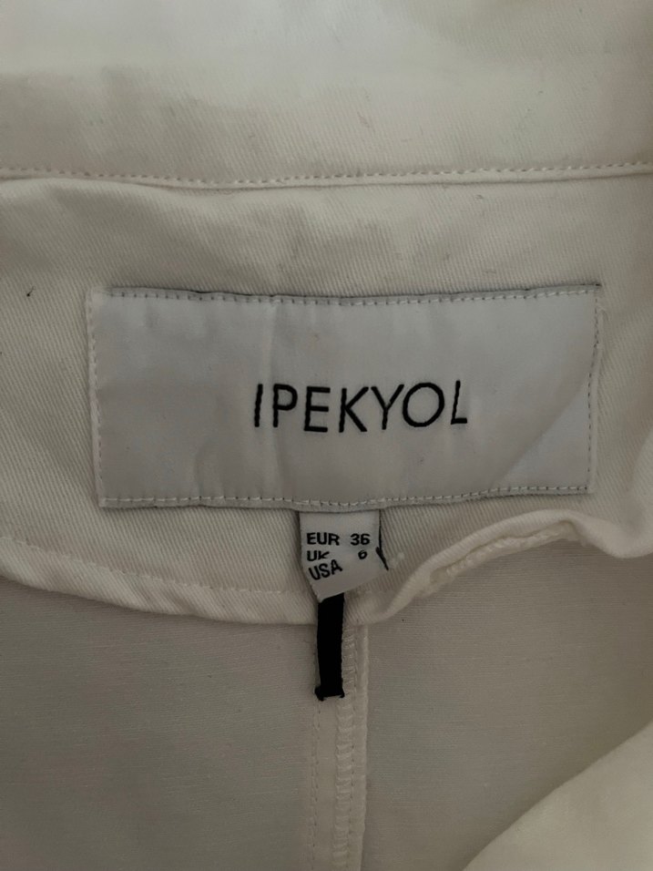 Nakışlı Beyaz Pamuklu Kadın Ceket - Görsel 4