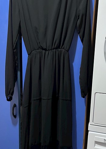 Siyah Uzun Kollu V Yaka Gotik Elbise - Görsel 2