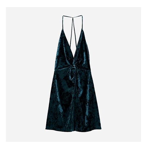 Zara Zara Lacivert Kadife Elbise