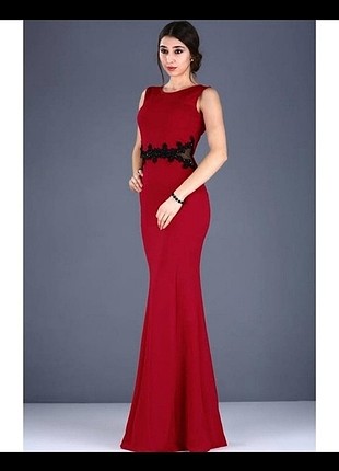 Bordo abiye elbise