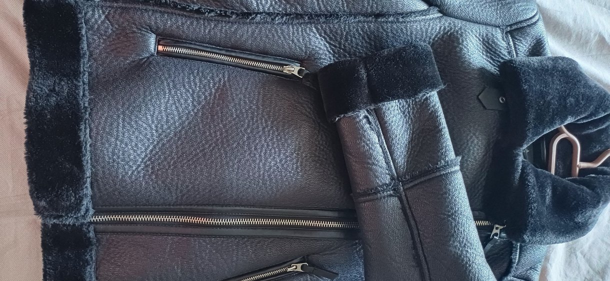 Siyah Deri Kadın Biker Kaban - Görsel 3