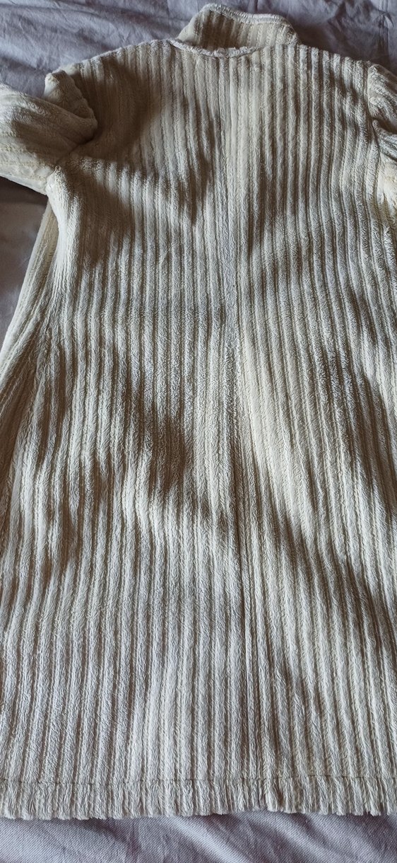 Düğmeli Beyaz Midi Yün Kadife Kadın Kaban - Görsel 4