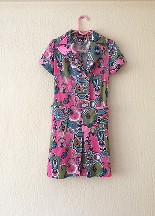Renkli vintage elbise