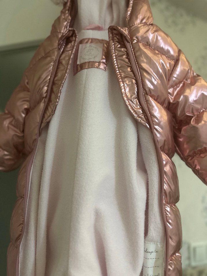 Fermuarlı Kürklü Parlak Pembe Bebek Tulumu - Görsel 3