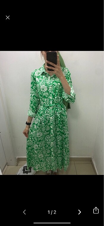 Yeşil günlük uzun elbise