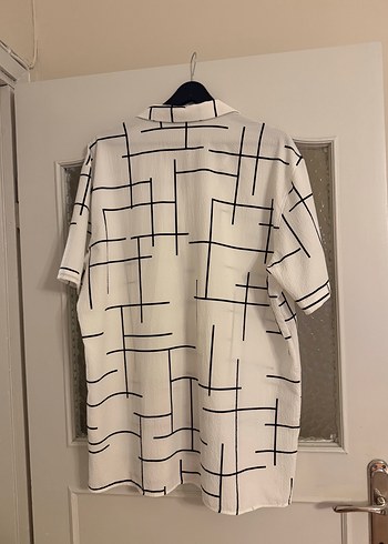 Erkek Keten Kısa Kollu Baskılı Gömlek - Görsel 2