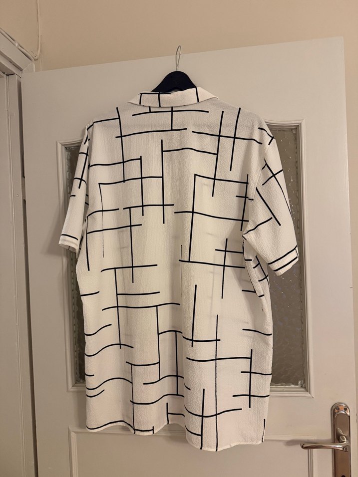 Erkek Keten Kısa Kollu Baskılı Gömlek - Görsel 2