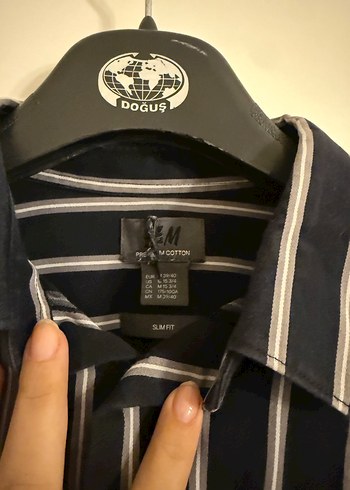 Erkek Lacivert Çizgili Uzun Kollu Gömlek - Görsel 2