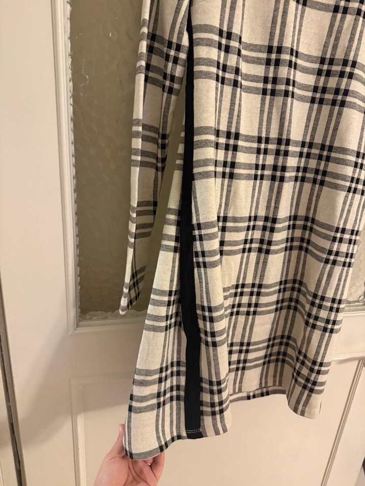 Uzun Kollu Ekose Midi Elbise - Görsel 2