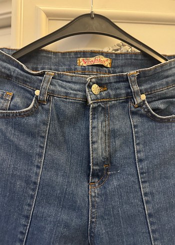 Kadın Mavi Normal Boy yırtmaçlı Kot Pantolon - Görsel 4