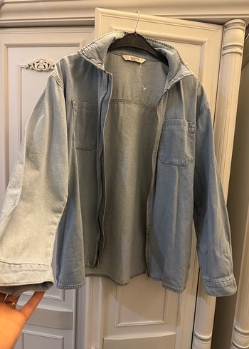 Gri Kadın Denim Ceket Düğmeli Rahat Kesim - Görsel 3