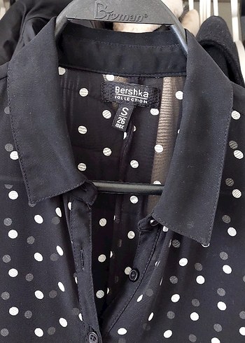 Bershka Siyah Puantiyeli Kadın Gömlek - Görsel 3