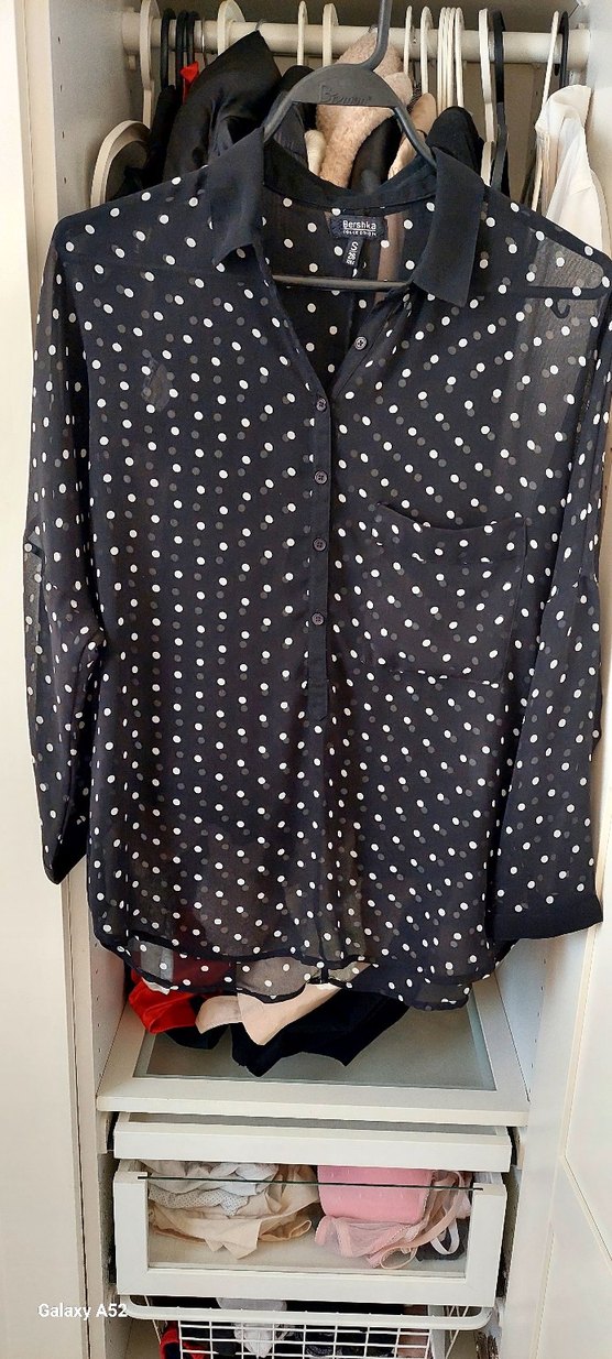 Bershka Siyah Puantiyeli Kadın Gömlek - Görsel 2