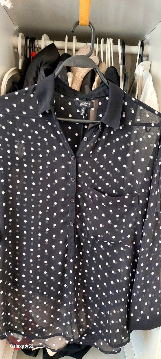 Bershka Siyah Puantiyeli Kadın Gömlek - Görsel 4