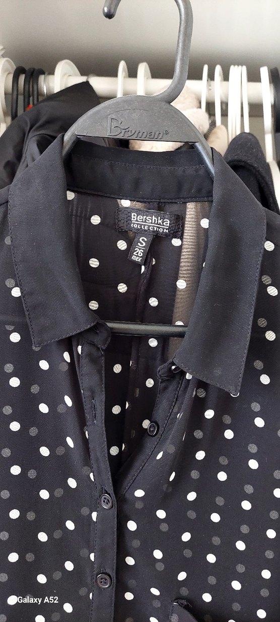 Bershka Siyah Puantiyeli Kadın Gömlek - Görsel 3