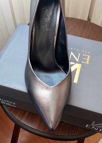 Kahverengi Deri Stiletto Topuklu Kadın Ayakkabı - Görsel 2