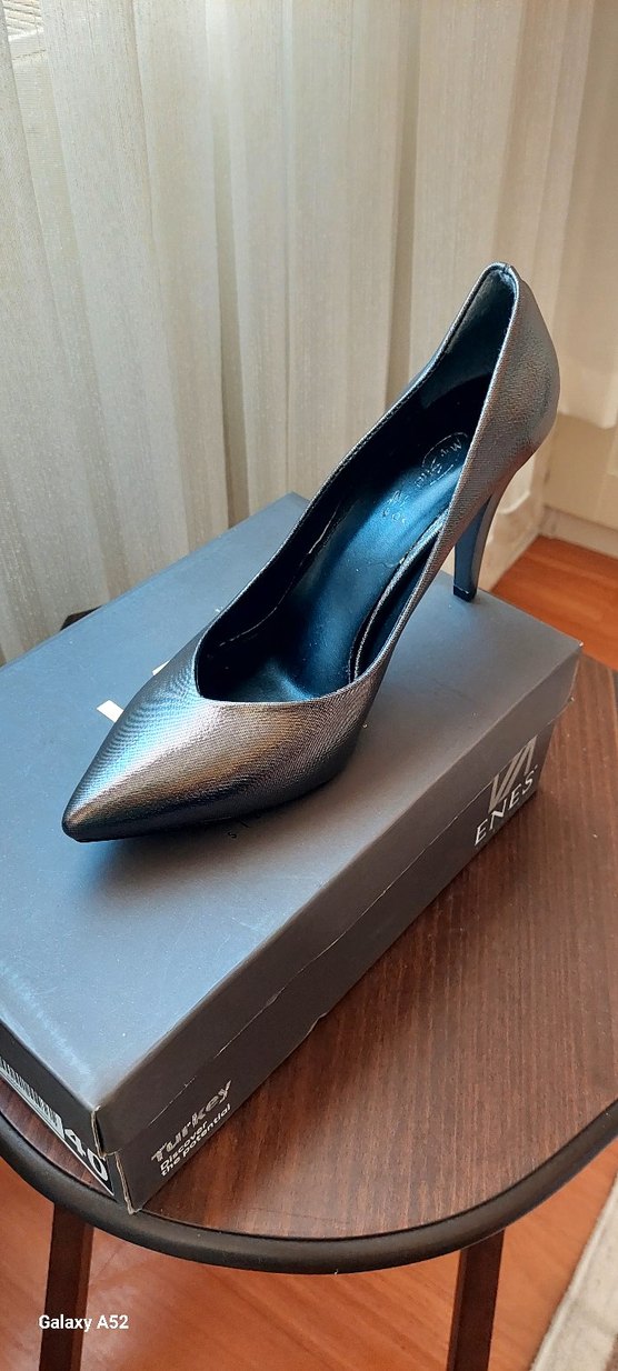 Kahverengi Deri Stiletto Topuklu Kadın Ayakkabı - Görsel 5