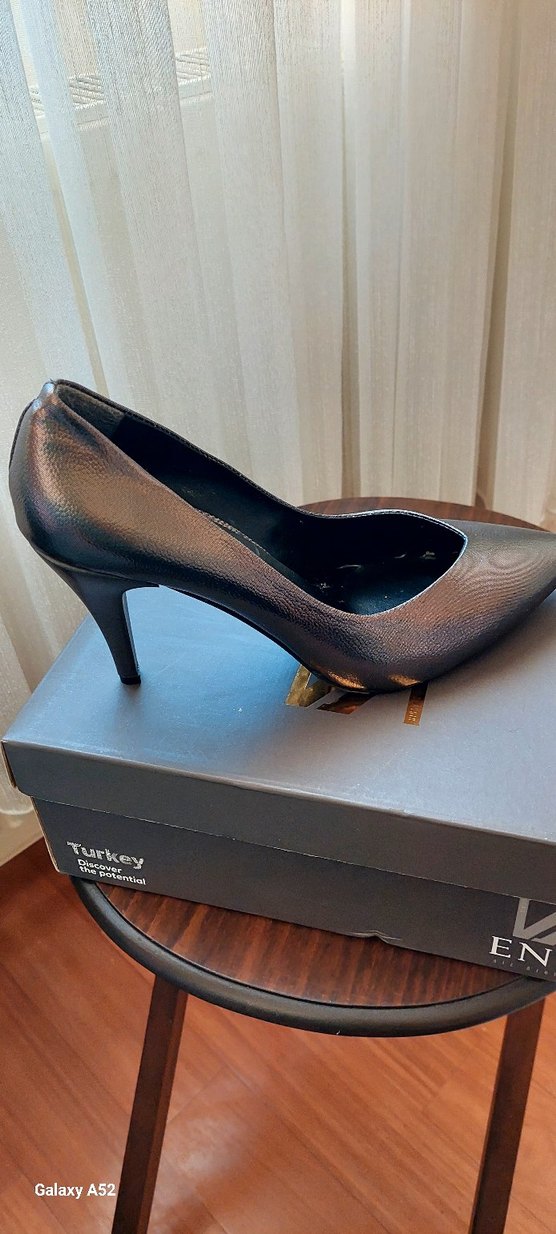 Kahverengi Deri Stiletto Topuklu Kadın Ayakkabı - Görsel 3