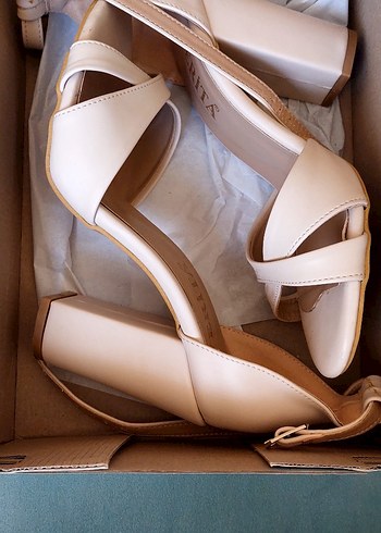 Bej Kadın Topuklu Sandalet - Görsel 5