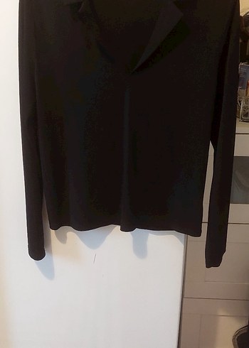 Siyah Kadın V Yakalı Uzun Kollu Kazak - Görsel 6