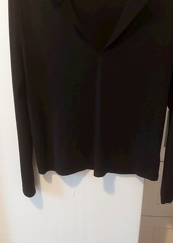 Siyah Kadın V Yakalı Uzun Kollu Kazak - Görsel 5