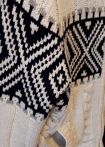 Erkek Bohem Örgü Hırka Beyaz Gri - Görsel 3