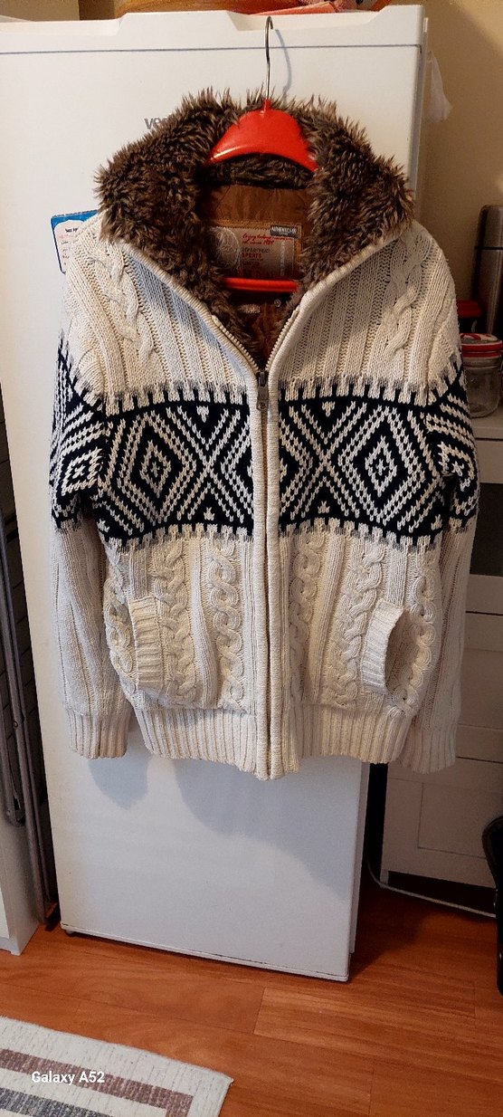 Erkek Bohem Örgü Hırka Beyaz Gri - Görsel 4