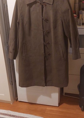 Düğmeli Bej Süet Kadın Deri Ceket - Görsel 6