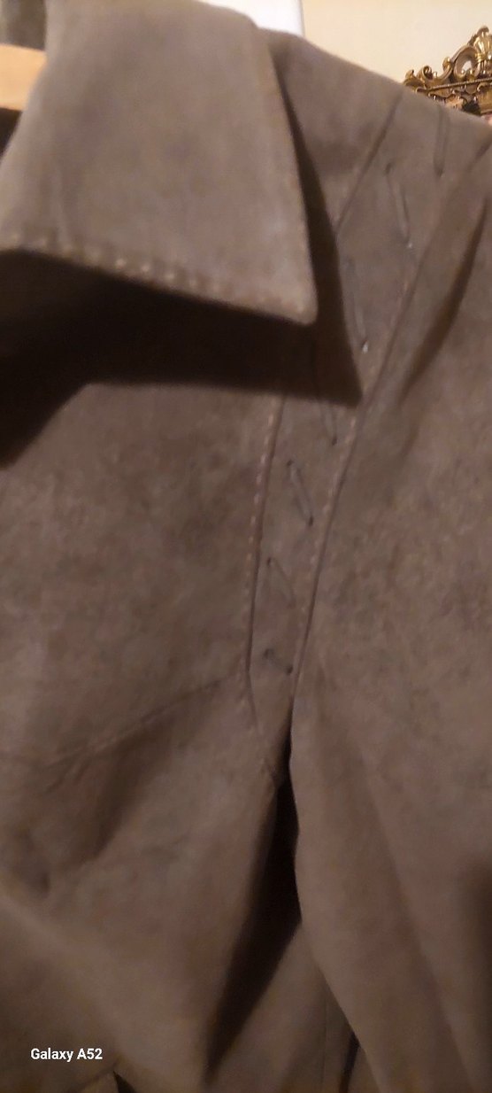 Düğmeli Bej Süet Kadın Deri Ceket - Görsel 3