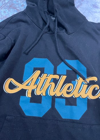 m Beden Siyah Kapüşonlu Baskılı Kadın Sweatshirt