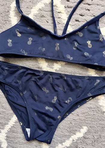 Kız Çocuk Lacivert İnce Askılı Bikini - Görsel 2