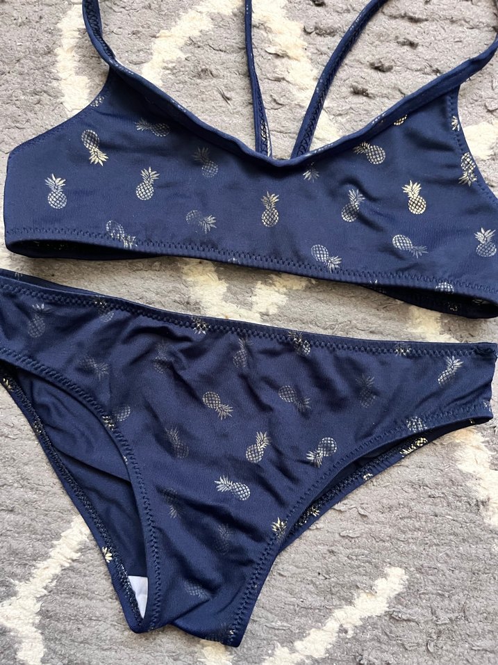 Kız Çocuk Lacivert İnce Askılı Bikini - Görsel 2