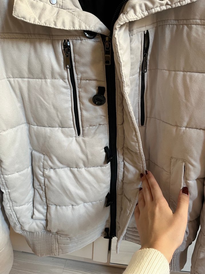 Zara Beyaz Fermuarlı Street Wear mont - Görsel 4