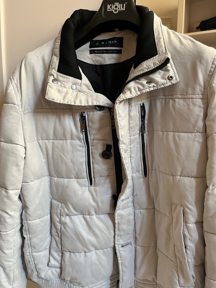 Zara Beyaz Fermuarlı Street Wear mont - Görsel 3