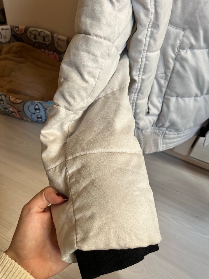 Zara Beyaz Fermuarlı Street Wear mont - Görsel 5