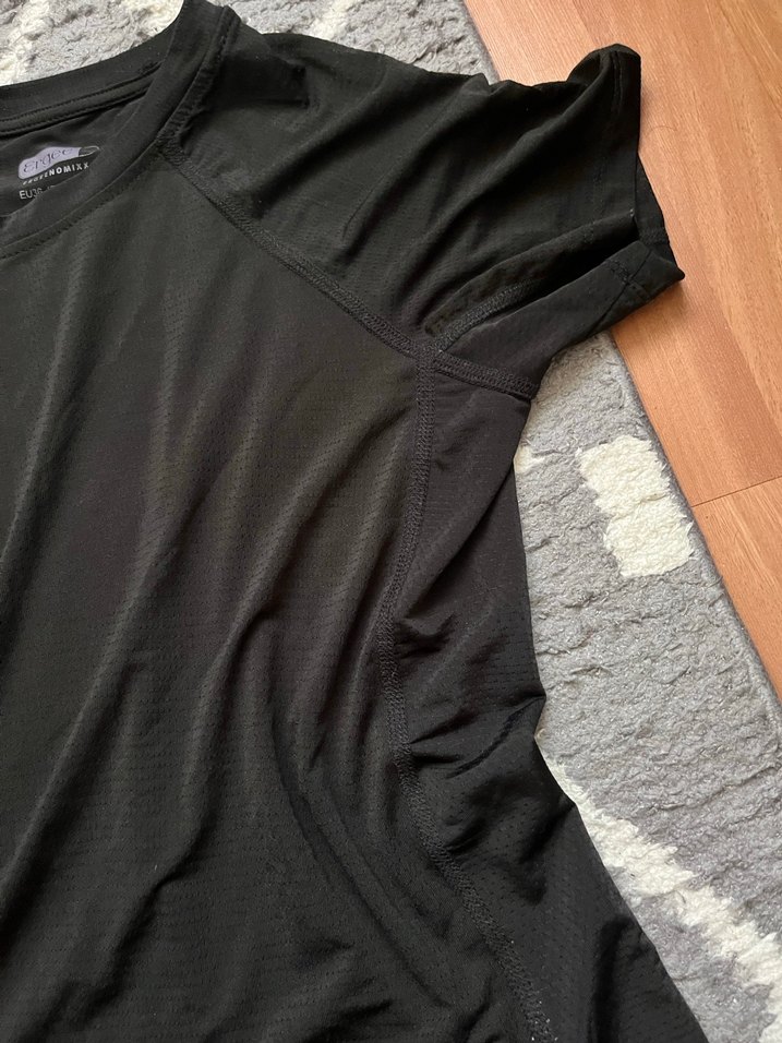 Siyah ergee Kısa Kollu Kadın sporcu Tişört - Görsel 2