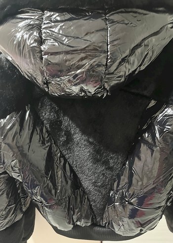 Siyah foxy viral Kürklü Kısa Kadın Kış Montu - Görsel 7