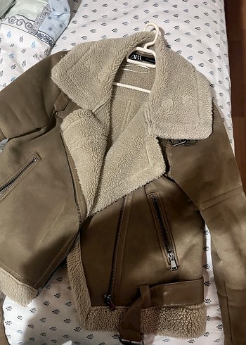 Zara Kahverengi Süet Kürklü Kadın Ceket - Görsel 2