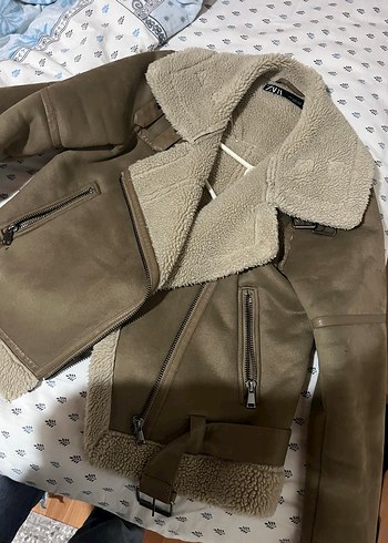 Zara Kahverengi Süet Kürklü Kadın Ceket - Görsel 5
