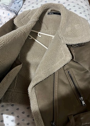 Zara Kahverengi Süet Kürklü Kadın Ceket - Görsel 4