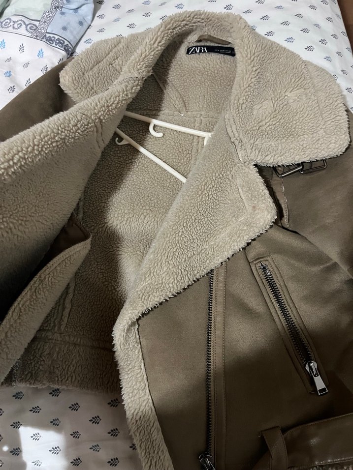 Zara Kahverengi Süet Kürklü Kadın Ceket - Görsel 4