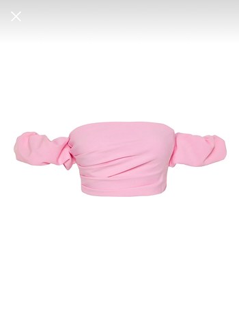 Kadın Pembe Straplez Crop Top bluz - Görsel 5