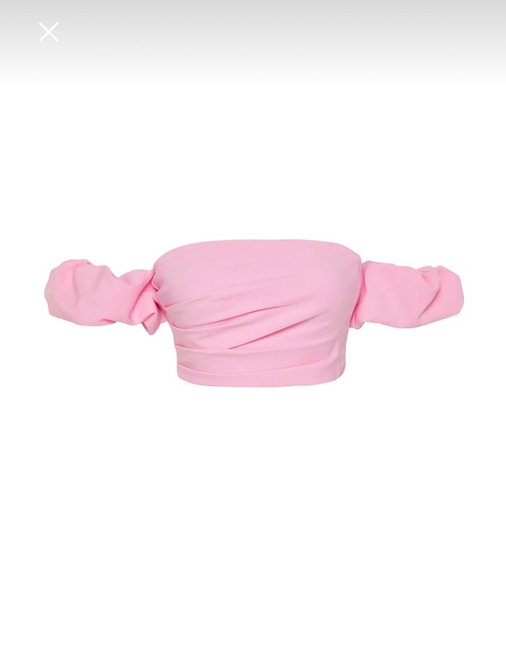 Kadın Pembe Straplez Crop Top bluz - Görsel 5