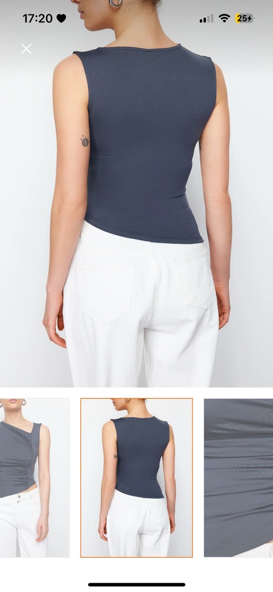 Gri V Yaka Kolsuz gri Bluz - Görsel 2