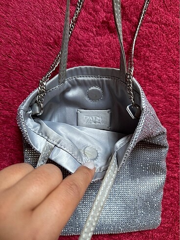 Beden gri Renk Parlak taşlı mini tote çanta