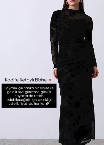 Dantel Detaylı Siyah Uzun elbise - Görsel 2