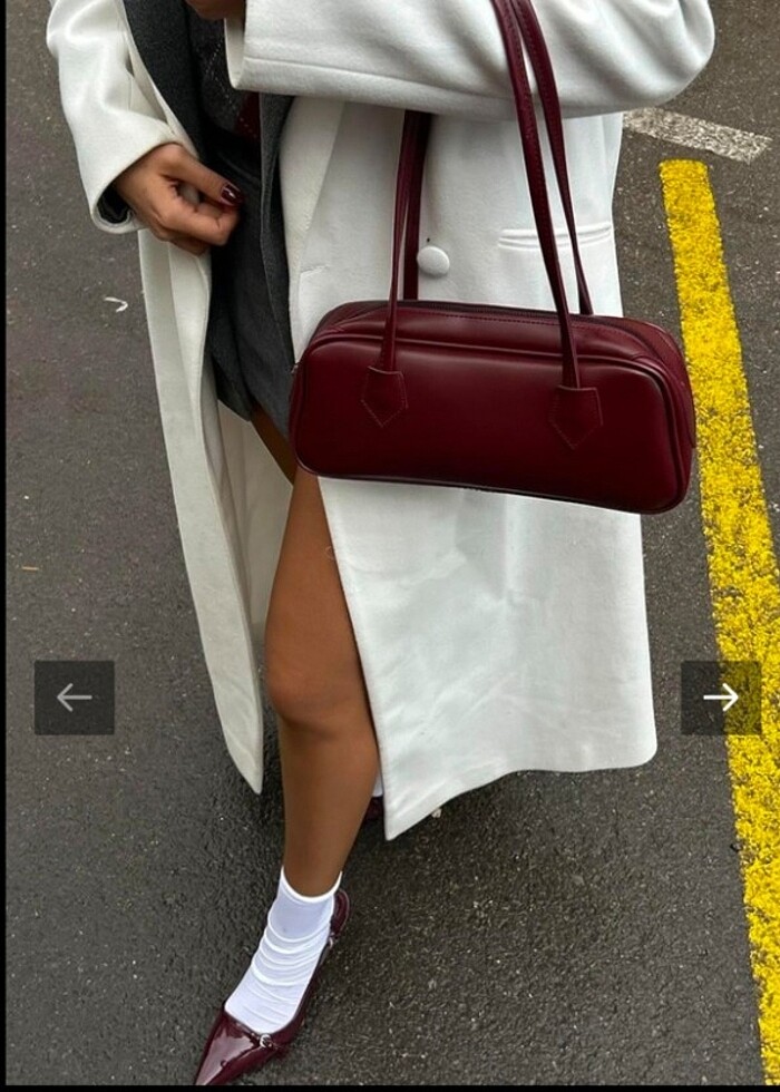 SİYAH BORDO KAHVE BAGET CANTA - Görsel 2