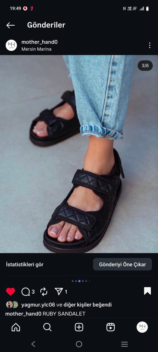 siyah bantlı sandalet - Görsel 3